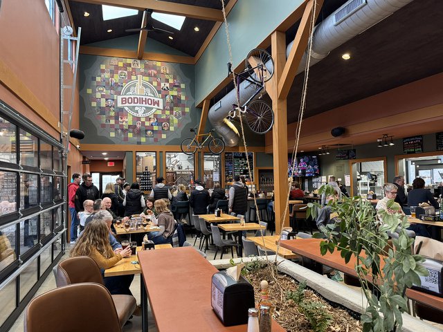 The interior of Bodihow Brewing in Oregon.