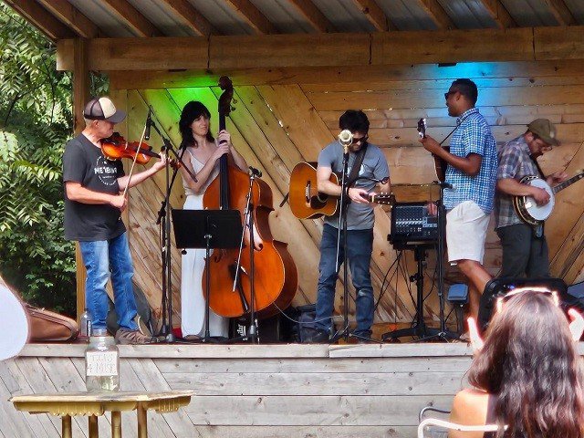 The band Bigtooth on stage.