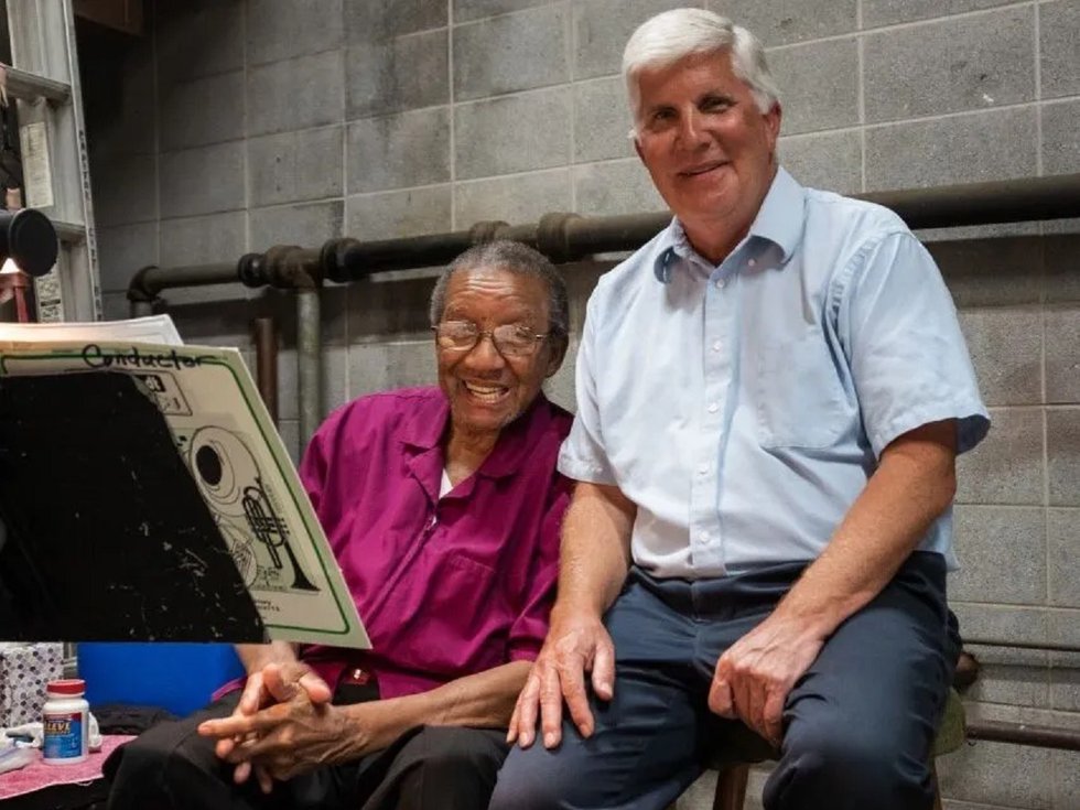 Jim Latimer, left, and Dave Pedracine of the Capitol City Band.