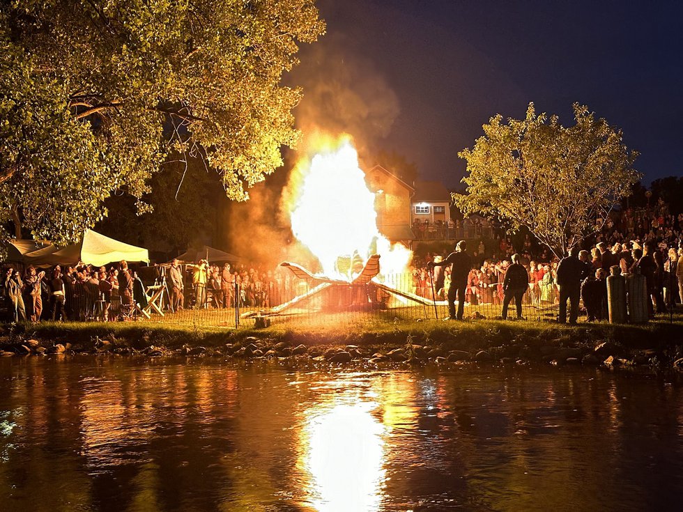 Each year during Midwest Fire Fest the custom-built kiln for the giant sculpture is opened for just 10 minutes, at 9 p.m.