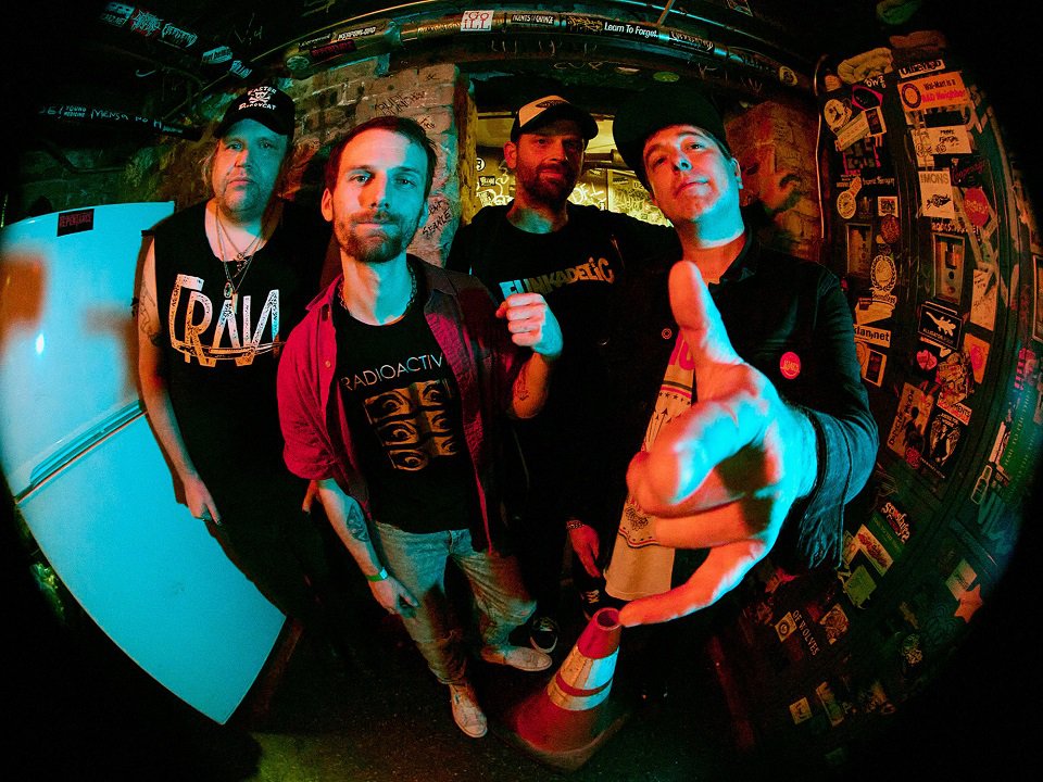 Geoff Palmer and band through a fisheye lens.