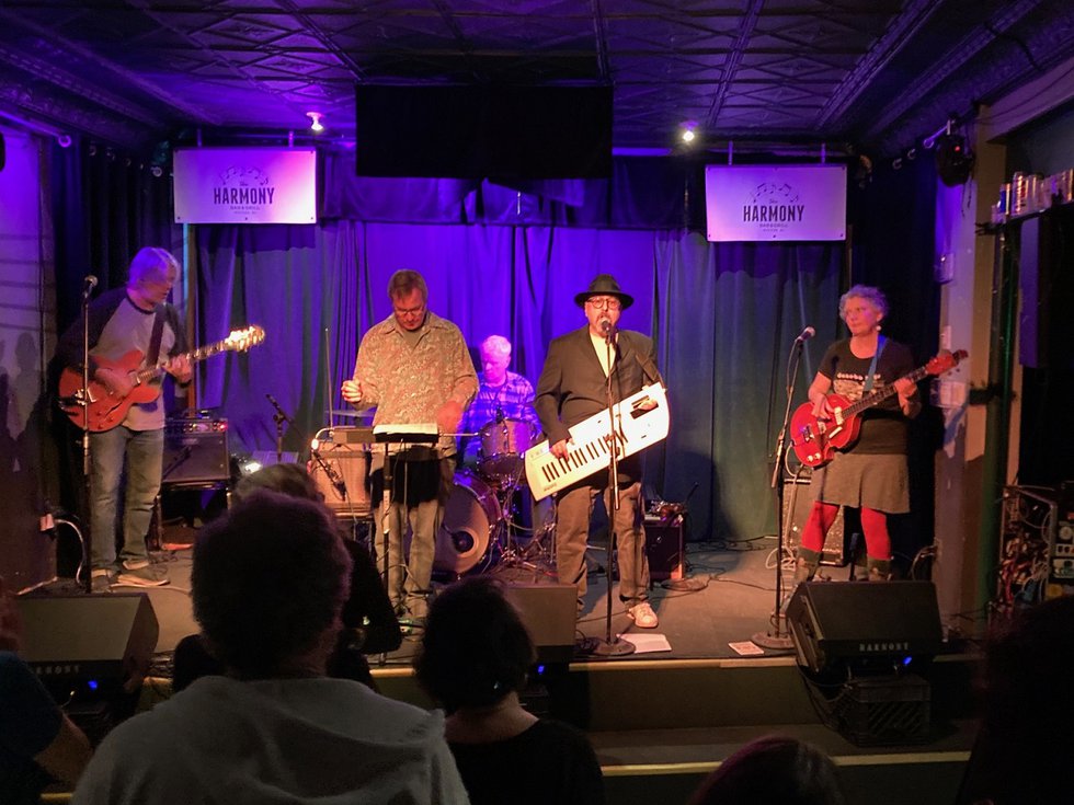 Theramones on stage at the Harmony.