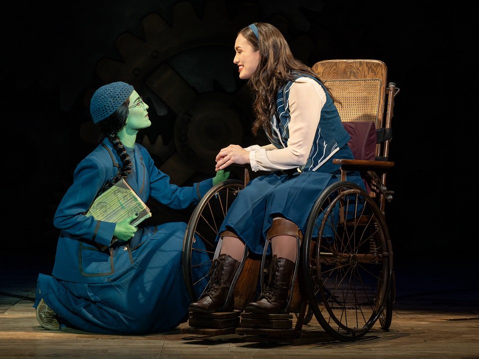Lauren Samuels (left) and Erica Ito in "Wicked," 2024.