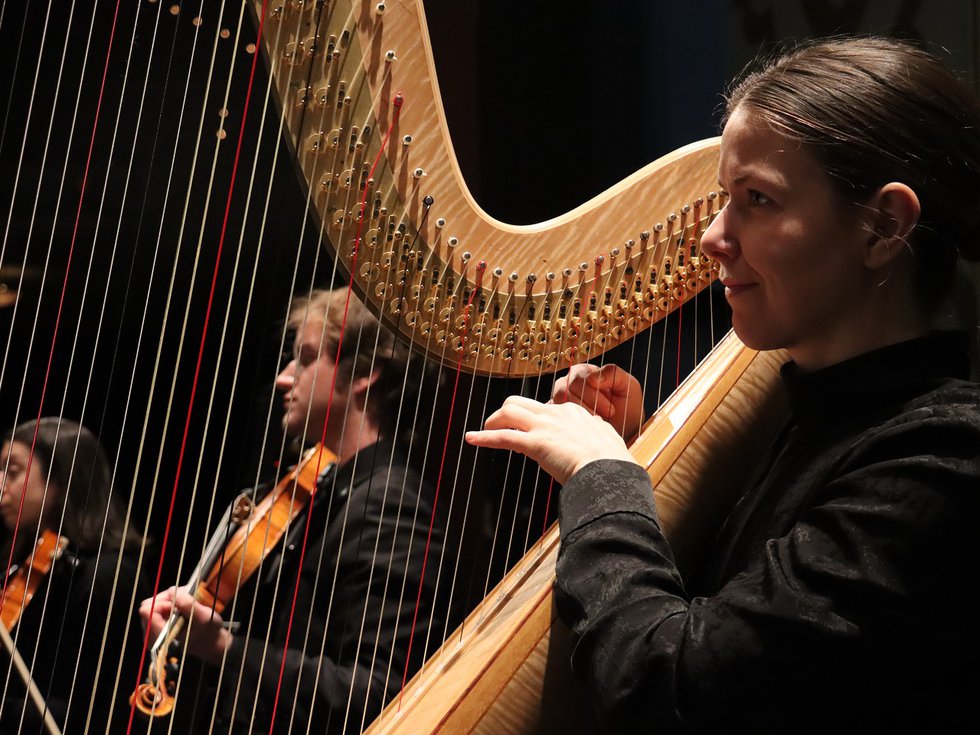 Johanna Wienholts and harp.