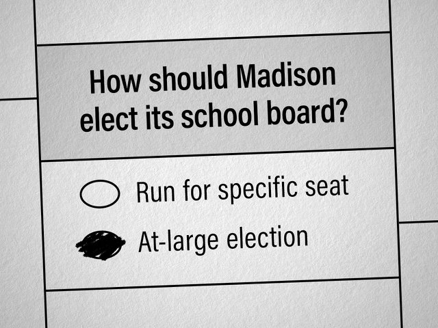 A fake ballot asking how Madison should elect its school board.