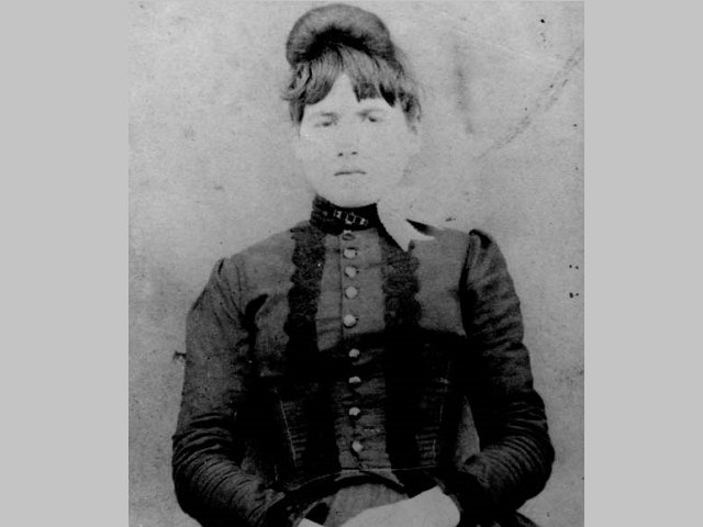 Historic black and white photo of Zona Heaster Shue.