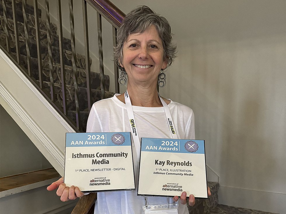 Judith Davidoff with Isthmus' first place 2024 AAN awards.