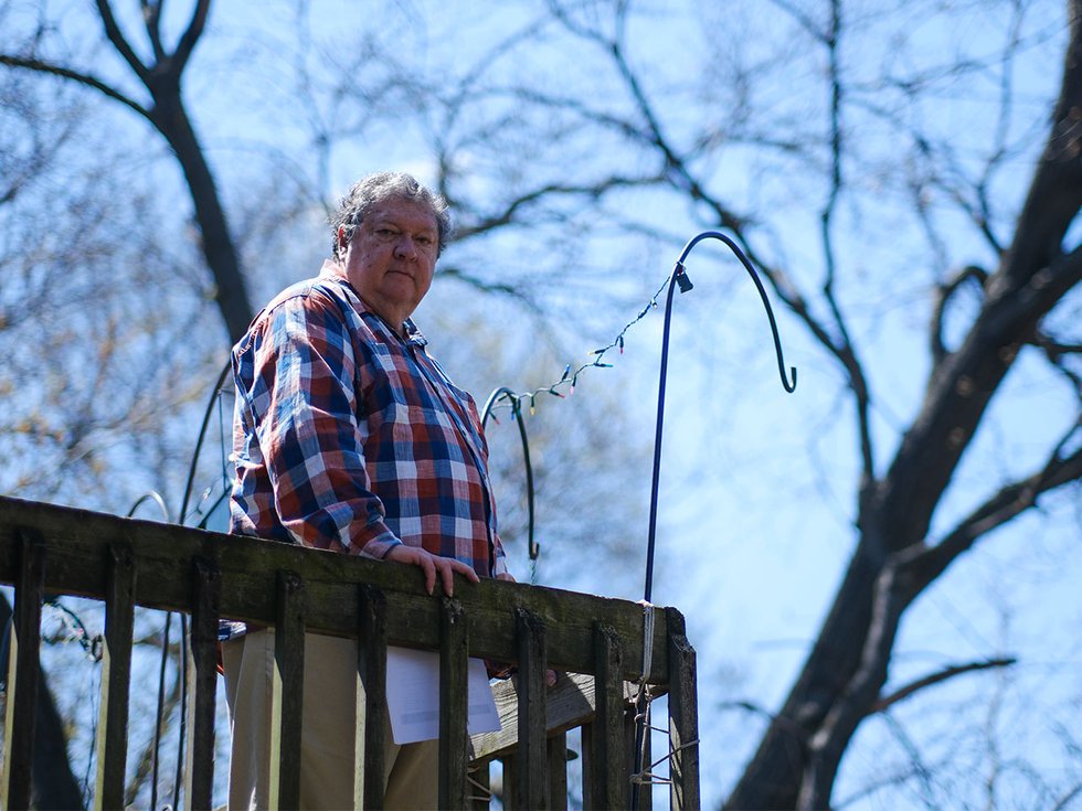 Rick Soletski on his porch.