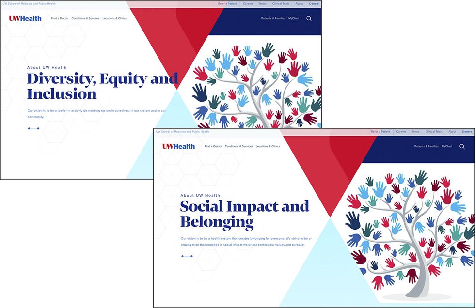 Changed website pages on the UW Health website.