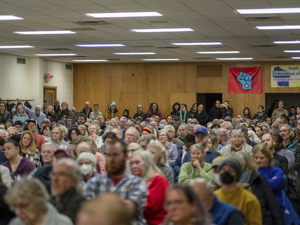 The crowd at Rep. Mark Pocan's Jan. 29 town hall.
