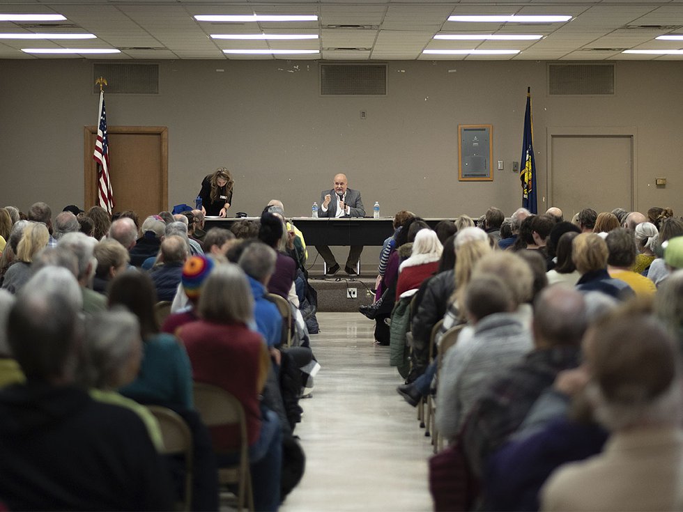 Pocan addresses attendees at Jan. 29 town hall.