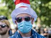 A protestor wearing a 'Cat in the Hat' disguise at the No Kings protest on June 14, 2025.