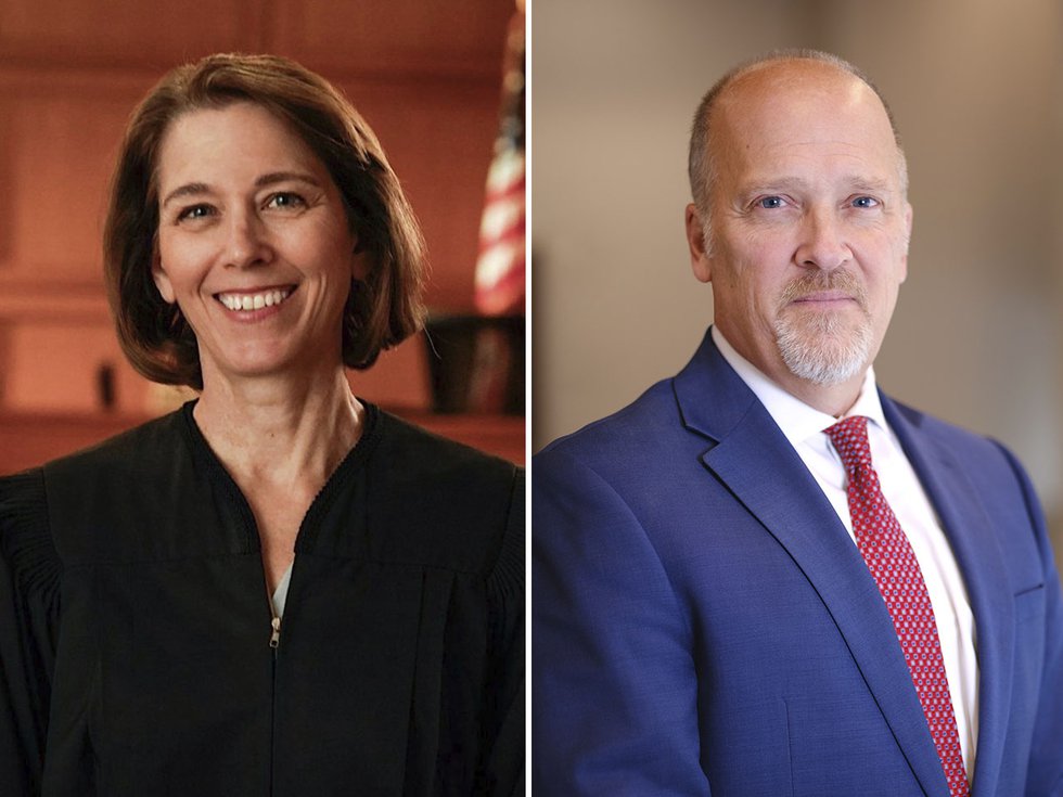 Wisconsin Supreme Court candidates Susan Crawford (left) and Brad Schimel.
