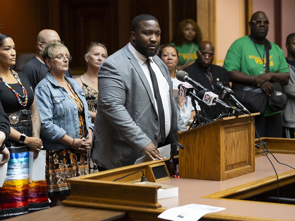 Re. Darrin Madison at a press conference on Sept. 10, 2024.