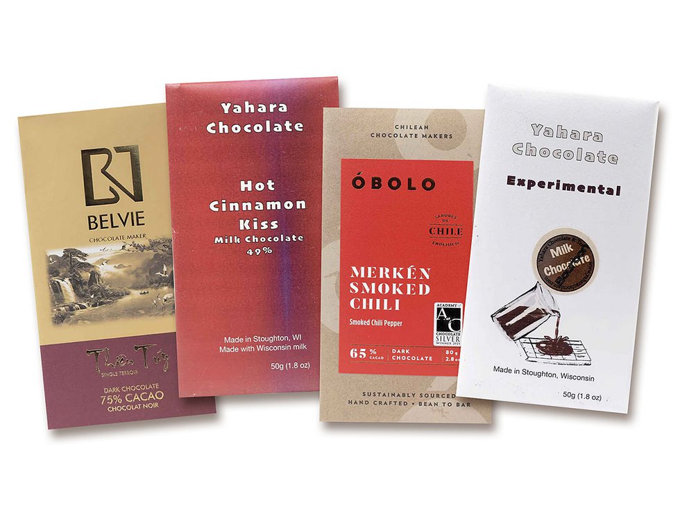 Four chocolate bars.