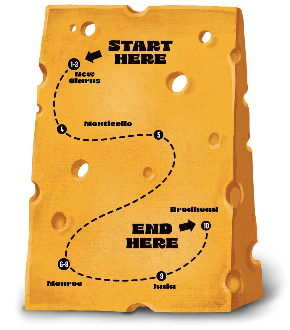 A map of cheese tour locations.