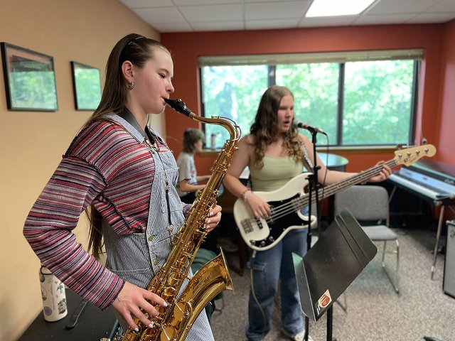 Students practicing in an ensemble class.